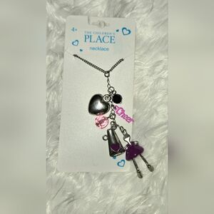 The Children's Place Silver, Purple And Pink Cluster Cheerleader Charm Necklace